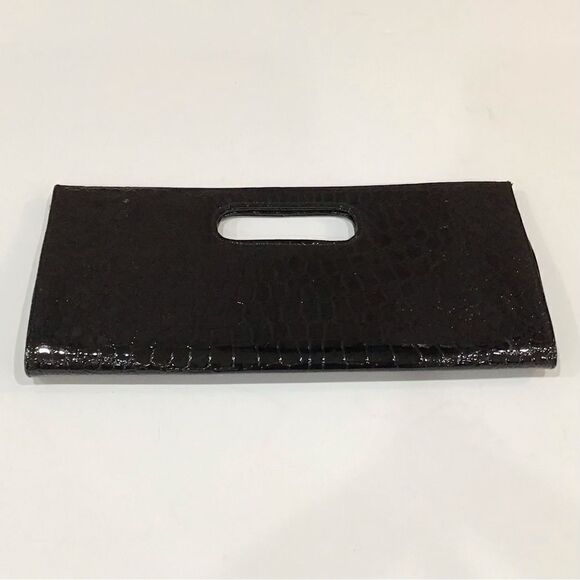 Black Clutch, Faux Croc Patent - Picture 4 of 6